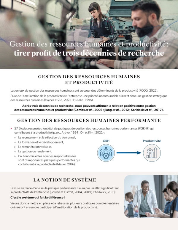 Gestion des ressources humaines et productivité