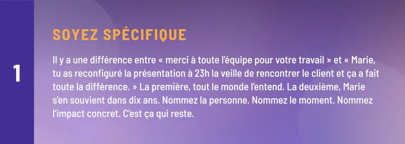 Soyez spécifique